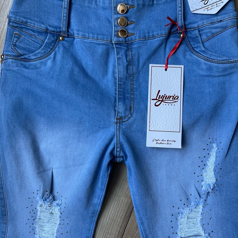 🇨🇴LUJURIA JEANS, Butt Lifter Rhinestone Colombian Skinny Push Up Jean - Picture 4 of 11